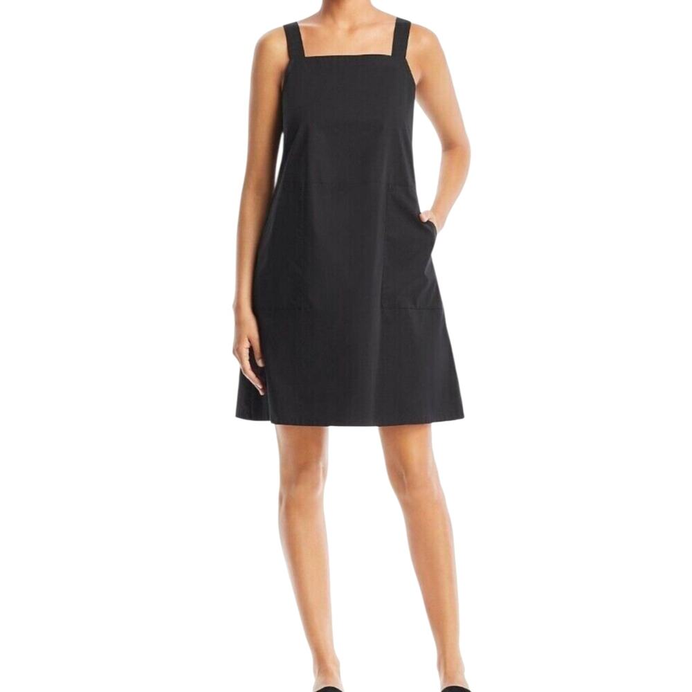 Women's Eileen Fisher PETITE Large Organic Cotton Black Jumper Dress Sleeveless